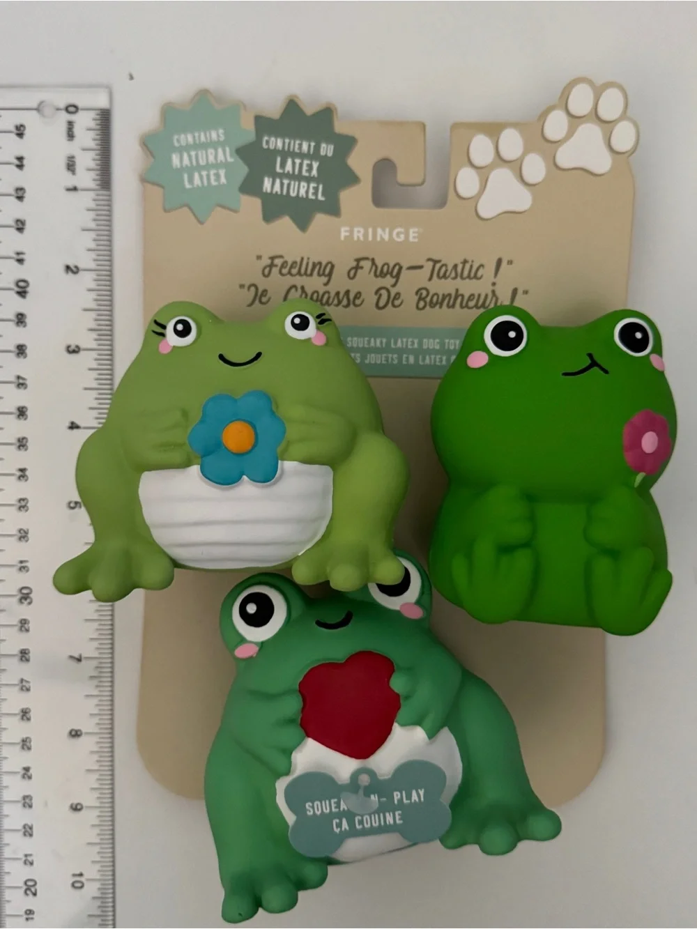 Fringe Dog Toys “Feeling Frog-tastic” Latex Frogs Squeakers NEW